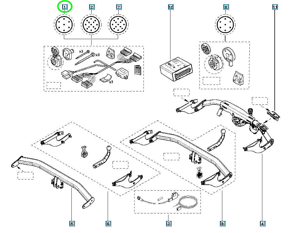 Pièce d'origine Faisceau de crochet d'attelage 7 broches pour Renault Espace V 8201670153
