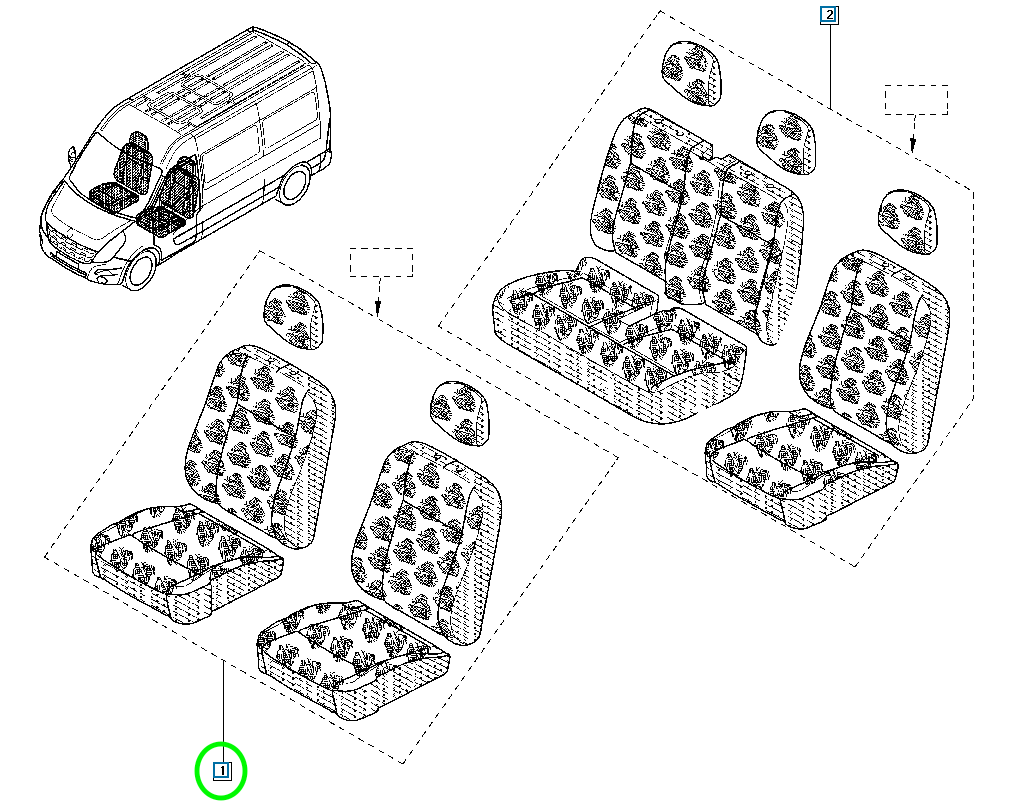 Pièce d'origine Housses de siège pour Renault Master III Opel Movano B Nissan NV400 7711427225