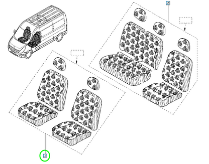 Pièce d'origine Housses de siège pour Renault Master III Opel Movano B Nissan NV400 7711427225