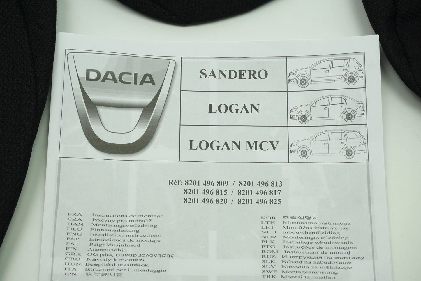 Pièce d'origine Housses de siège pour Dacia Sandero II Logan II 8201496825