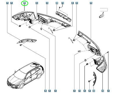 Pièce d'origine Feu arrière droit LED pour Renault Talisman 265502040R