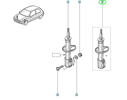 Pièce d'origine Amortisseur avant pour Renault Clio I 543021861R