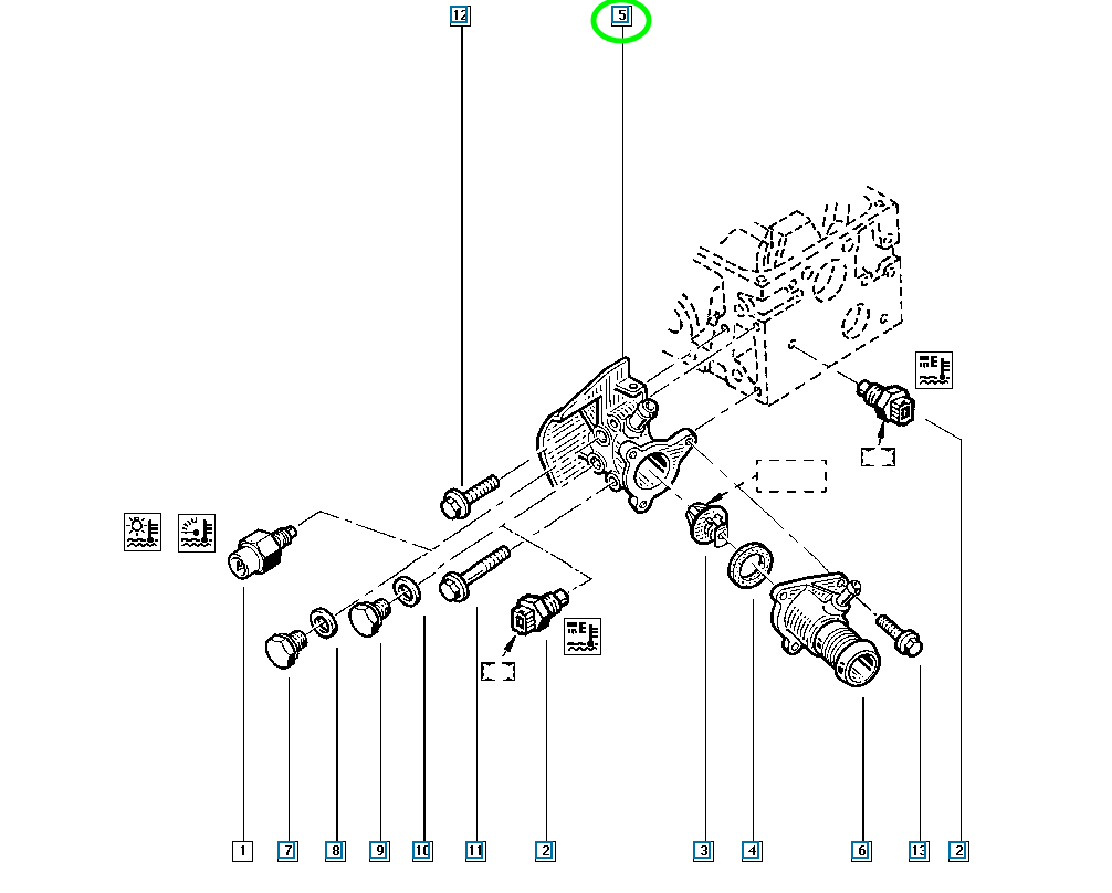Pièce d'origine Boîtier de thermostat pour Renault Mégane Logan 8200493154