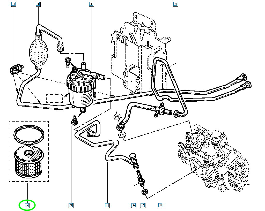 Pièce d'origine Filtre à carburant pour Renault 7701206119