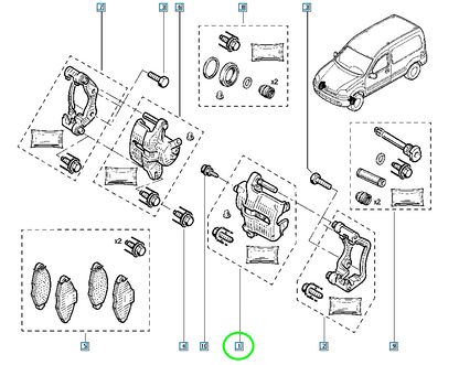 Pièce d'origine Étrier de frein avant gauche pour Renault Kangoo I 7701207786