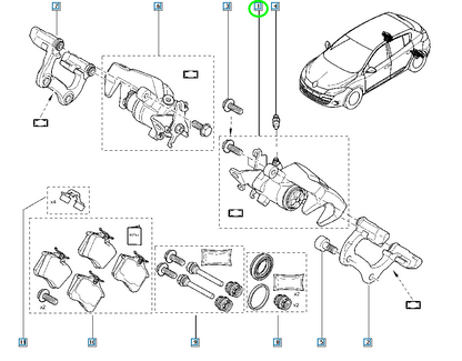 Pièce d'origine Étrier de frein arrière gauche pour Renault 440119906R