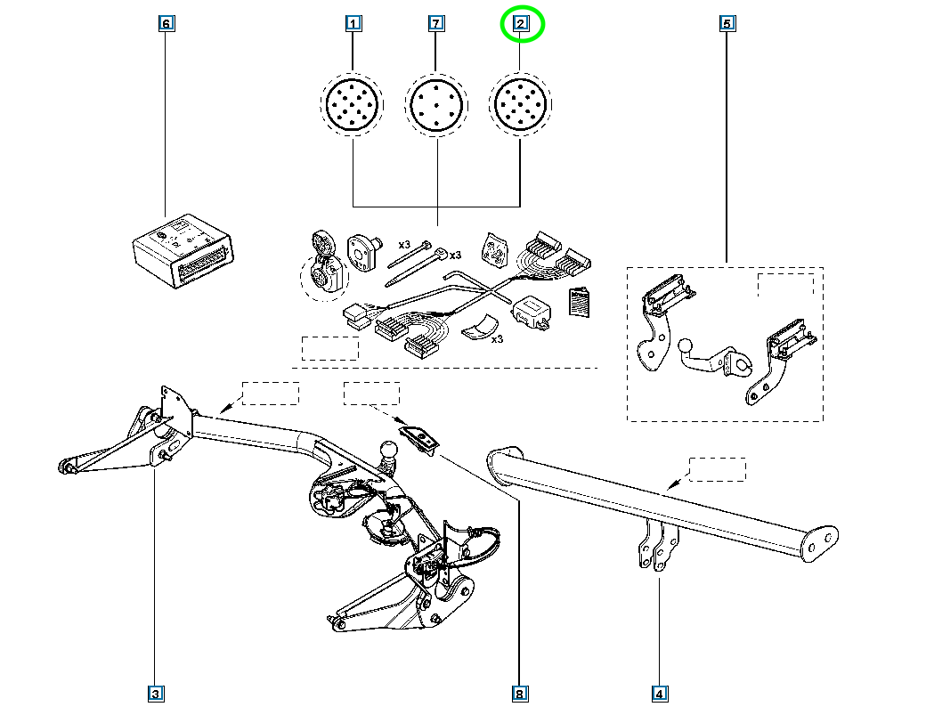 Pièce d'origine Faisceau pour crochet d'attelage escamotable 13 broches pour Renault Talisman Berline 8201609223