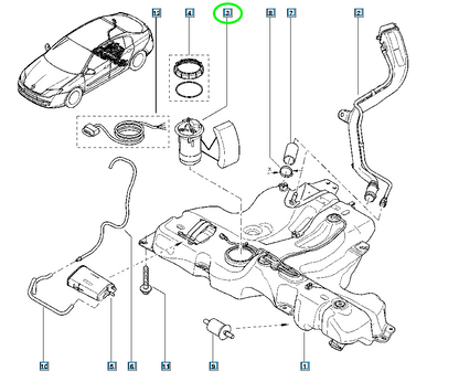 Pièce d'origine Pompe à carburant pour Renault Laguna III 172020093R