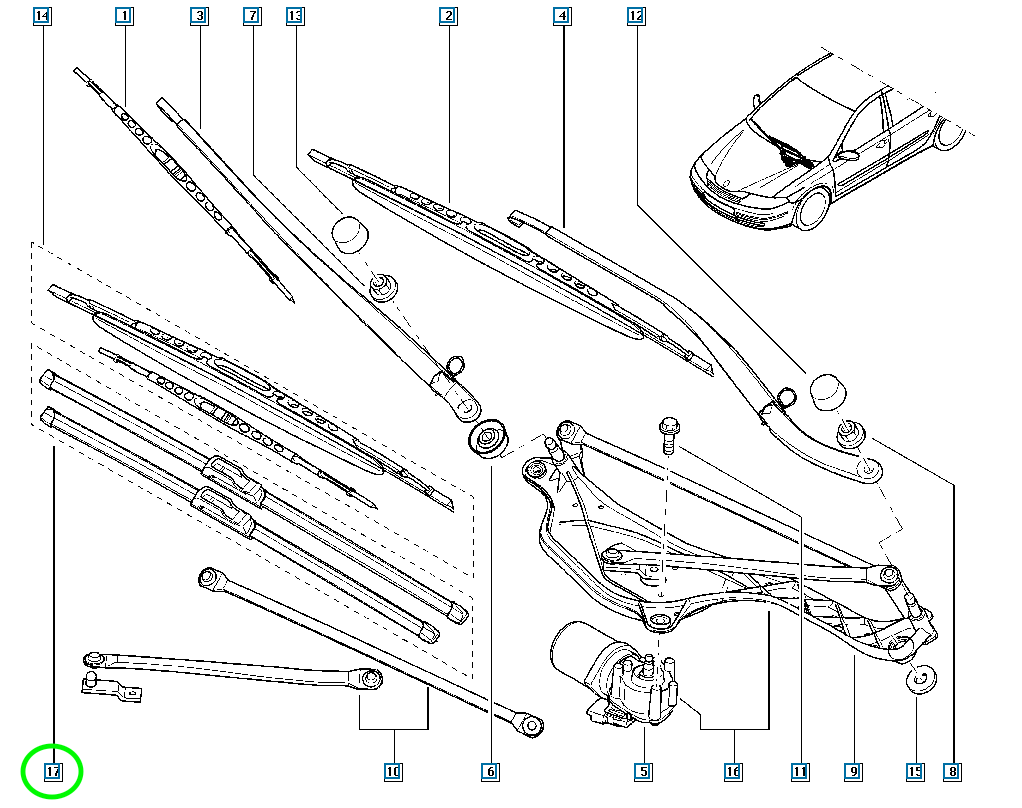 Pièce d'origine Balais d'essuie-glace avant pour Renault Laguna II 288904913R