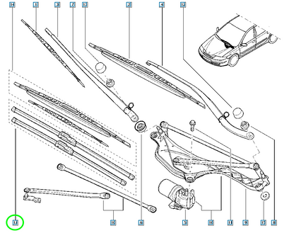 Pièce d'origine Balais d'essuie-glace avant pour Renault Laguna II 288904913R