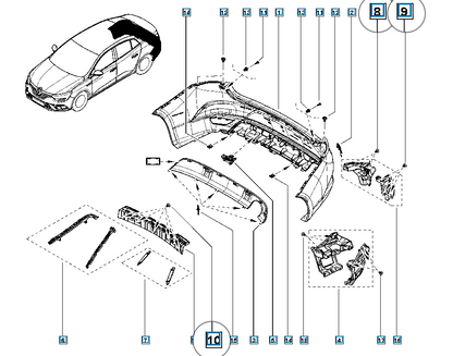 Pièce d'origine Rivets de fixation 71 pièces pour Renault 7705096011