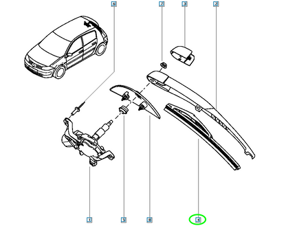 Pièce d'origine Balai d'essuie-glace arrière 240 mm pour Renault Mégane II 287909013R