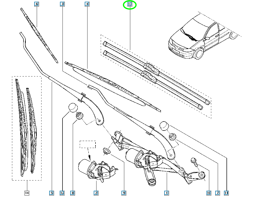 Pièce d'origine Balais d'essuie-glace avant pour Renault Mégane II 7711421438
