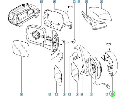 Pièce d'origine Coque de rétroviseur droite pour Renault Kangoo II restylé 963742880R
