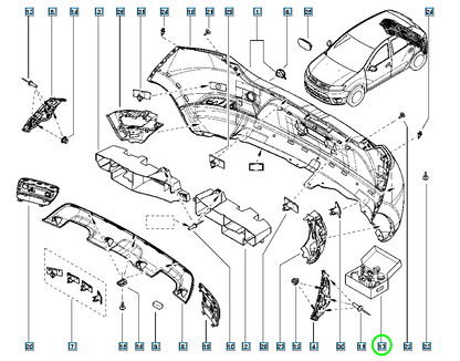 Pièce d'origine Kit de réparation de pare-chocs arrière pour Dacia Sandero 600383833R