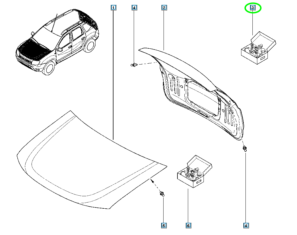Pièce d'origine Kit de réparation de hayon arrière pour Dacia Duster 900997052R