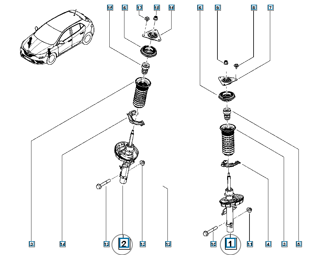 Pièce d'origine Amortisseur avant pour Renault Mégane IV 543026521R