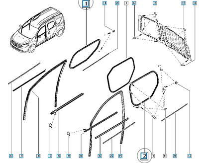 Pièce d'origine Joint de vitre de porte coulissante pour Dacia Dokker 822726311R