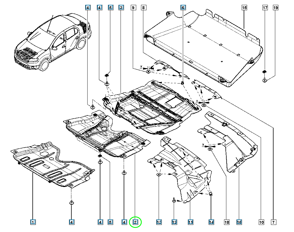 Pièce d'origine Protection sous moteur pour Dacia Dokker Lodgy 758908453R