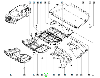 Pièce d'origine Protection sous moteur pour Dacia Dokker Lodgy 758908453R