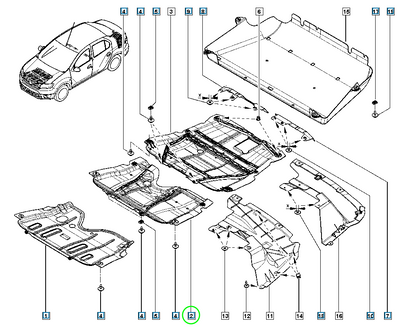 Pièce d'origine Protection sous moteur pour Dacia Logan Sandero II 758902489R