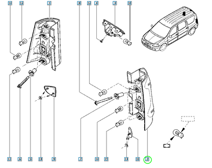 Pièce d'origine Feu arrière gauche pour Dacia Logan MCV 8200864612
