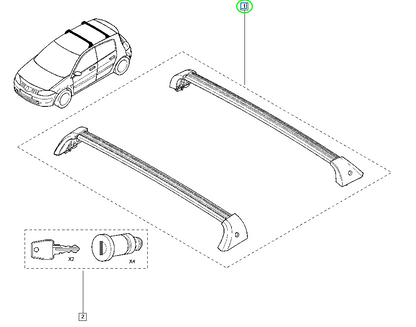 Pièce d'origine Barres de toit transversales pour Renault Mégane II 7711225009