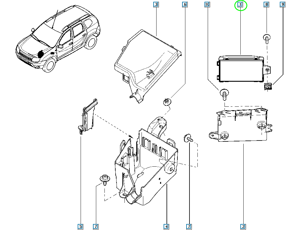 Pièce d'origine Boîtier BCM module électronique pour Dacia Duster I Logan I Sandero 8201068829