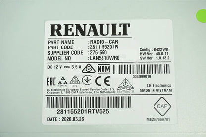 Pièce d'origine Autoradio GPS USB pour Renault Clio IV 281155201R