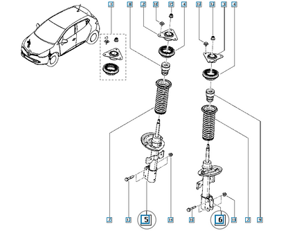 Pièce d'origine Amortisseur avant pour Renault Clio IV RS Cup 543021923R