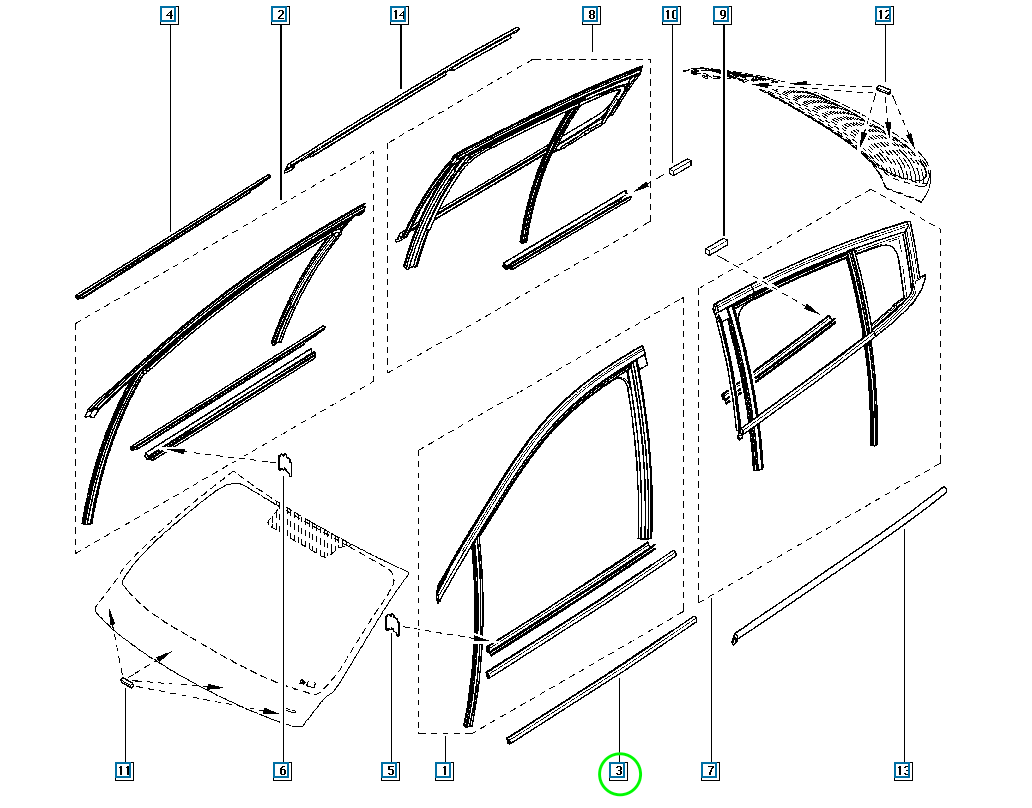 Pièce d'origine Baguette chromée avant gauche pour Renault Megane III 808216031R
