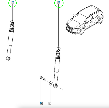 Pièce d'origine Amortisseur arrière pour Dacia Sandero Logan 562104719R