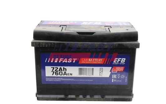 BATTERIE - EFB 72AH 760A 278/175/190 P+.