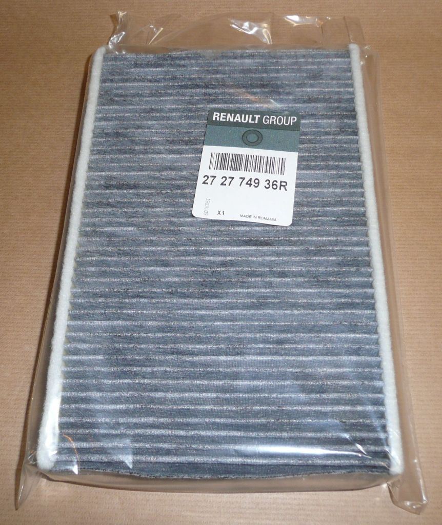 Filtre d’habitacle d’origine Renault — Fluence charbon actif — 272774936R — photographie de la pièce