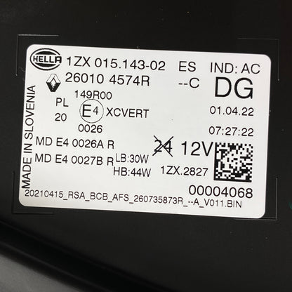 Pièce d'origine Phare avant droit pour Renault Megane E-Tech 260104574R