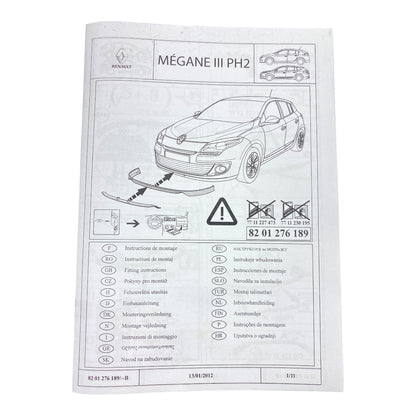 Pièce d'origine Spoiler avant en fibre de carbone pour Renault Megane III 8201276189