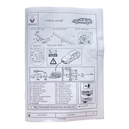 Pièce d'origine Kit de montage d'attelage pour Renault Megane IV Break 8201679821
