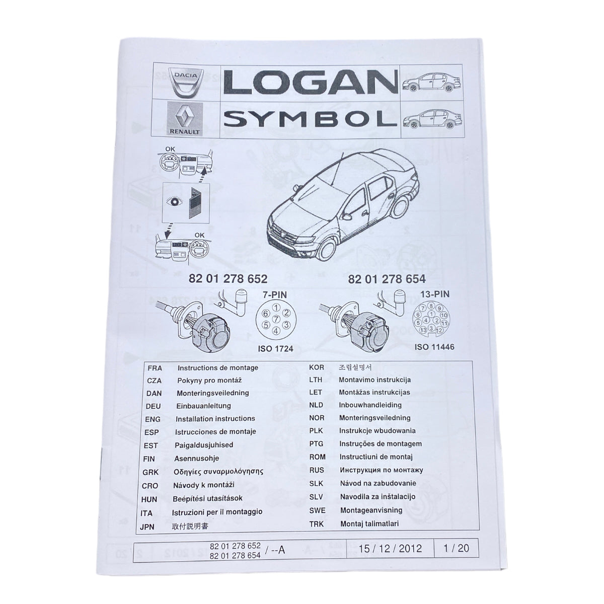 Pièce d'origine Faisceau d'attelage pour Dacia 8201278654