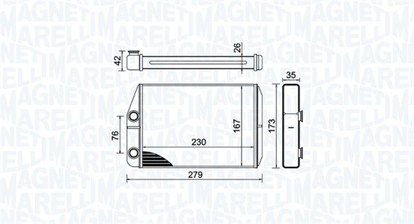 Dessin technique du fabricant — Radiateur de chauffage — Magneti Marelli 350218443000