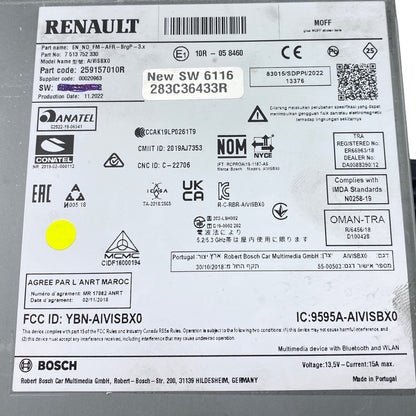 Pièce d'origine Autoradio multimédia pour Renault Clio V Captur II 283C36433R