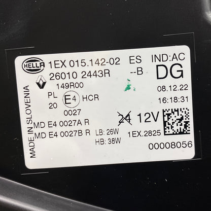 Pièce d'origine Phare avant droit pour Renault Megane EV E-Tech 260102443R