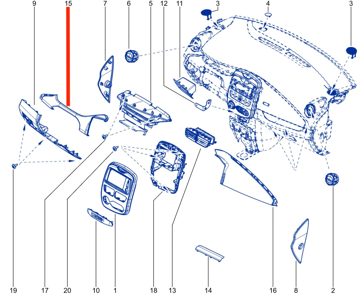 OE d’origine habillage tableau de bord Renault ZOE d’origine ze 682103644r