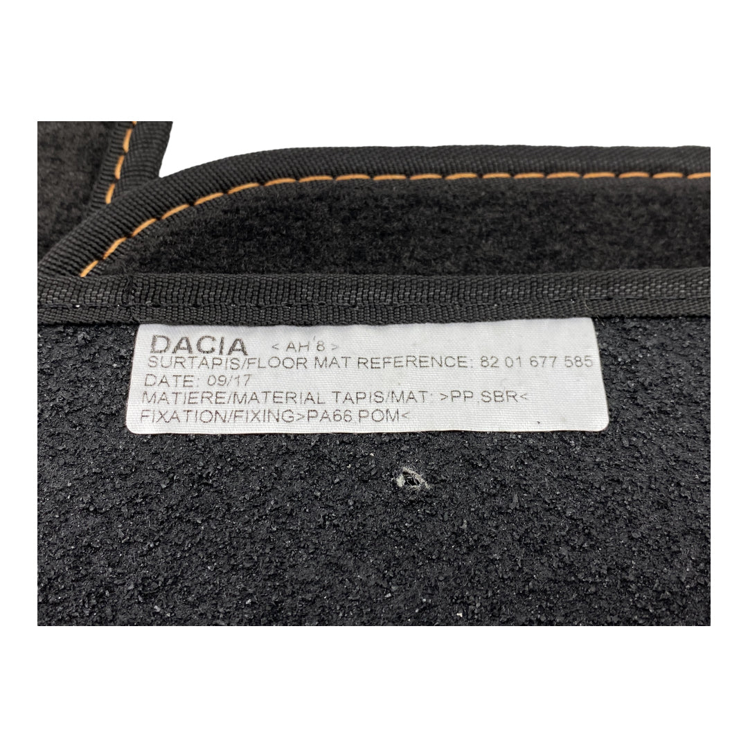 Pièce d'origine Tapis de sol en velours pour Dacia Lodgy 8201677585