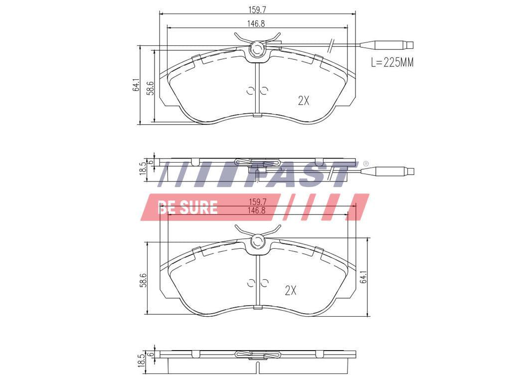 PLAQUETTES DE FREIN FIAT DUCATO 94> AVANT 2-CAPTEURS.