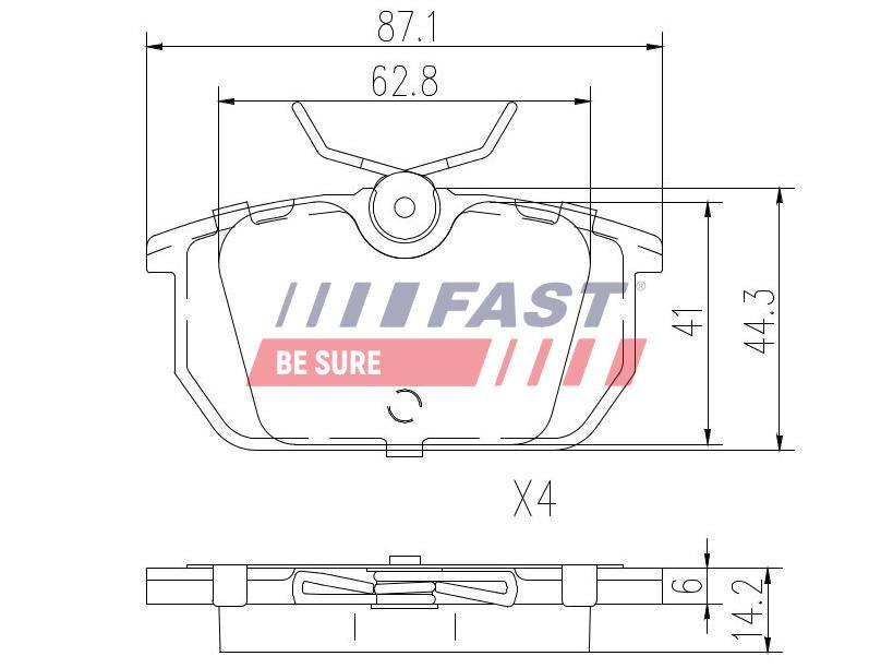 PLAQUETTES DE FREIN FIAT PUNTO 93> ARRIÈRE SANS CAPTEUR.