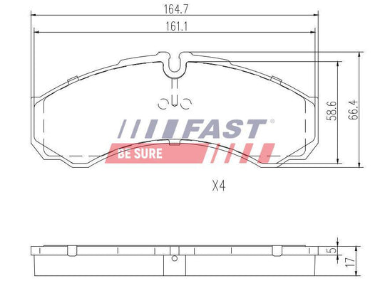 PLAQUETTES DE FREIN IVECO DAILY 00> AVANT SANS CAPTEUR 29L / 35C / 35S / 40C / 50C.