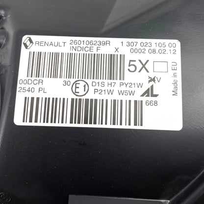 Pièce d'origine Phare xénon avant droit pour Renault Megane III 260106239R