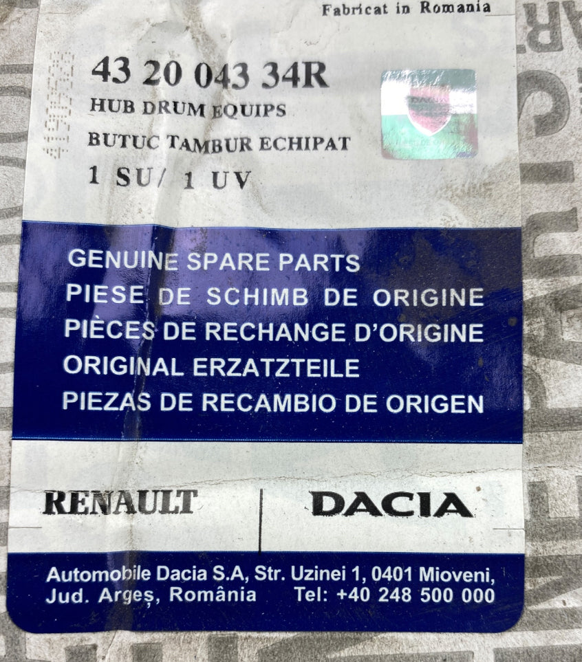 Pièce d'origine Tambour de frein arrière pour Dacia Sandero I Logan I 432004334R