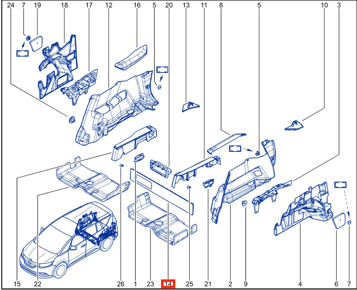 Pièce d'origine Plancher de coffre pour Renault Espace V _CZ2398_H4