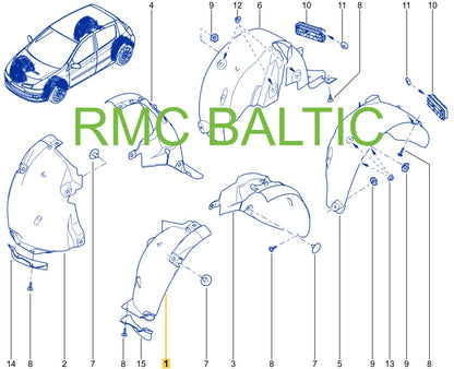 Pièce d'origine Passage de roue avant gauche section avant pour Renault Clio III 8200289935